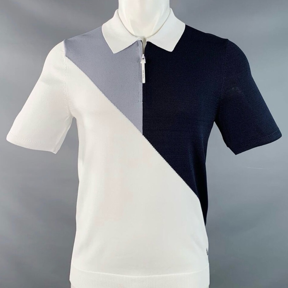 Reiss Golf Colorblock Zip Polo Shirt | Luxury Performance Knit | Size S